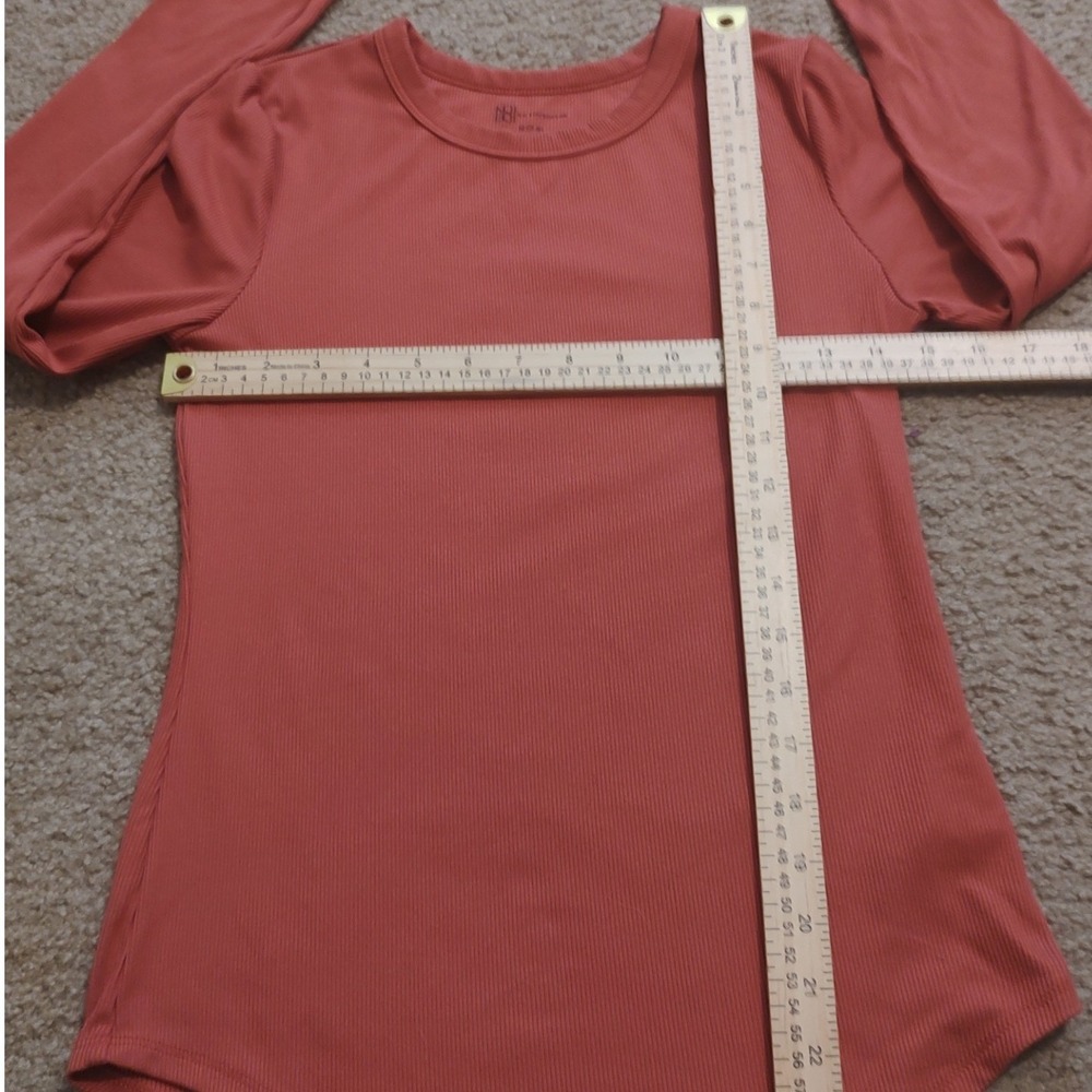 No Boundaries Ribbed Bodysuit Women XS Rust Orange Excellent Long Sleeve Crew